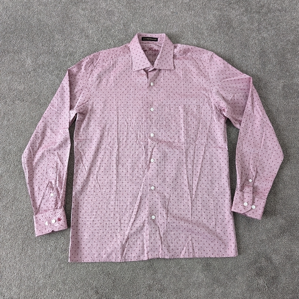 Louis Philippe Men's Dress Shirt Size Large Classic Fit Red Cotton